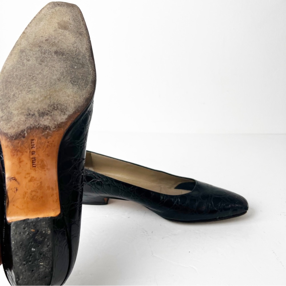 SZ 9.5 AA Salvatore Ferragamo Vintage Black Pumps - Picture 6 of 7